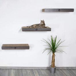 CanadianCat Company Котяча стінка Catwalk із 3 когтеточок з прихованим настінним кріпленням Cloud, темно-сіра, 70x30x8 см, ігровий комплекс для котів