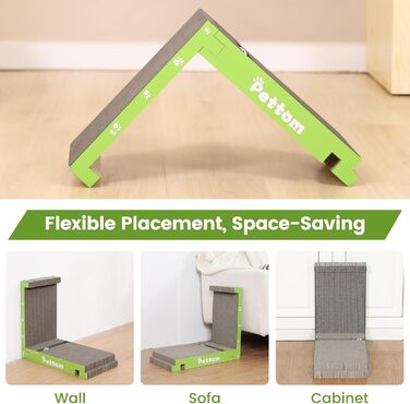 PETTOM Кігтеточка для котів з м'ячиком, з картонної коробки, 66*30 см, двостороння, 43*24*6 см