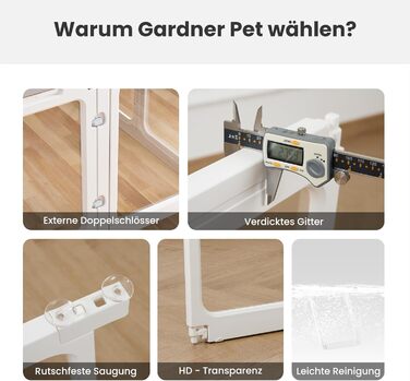 Клітка-біговий вольєр для цуценят Gardner Pet Acryl, 60 см, 8 панелей, для дому, складана, прозора, з присосками, підходить для цуценят, кроликів, котів, свиней