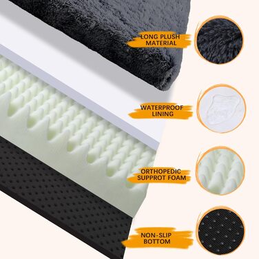 Велике миюче ліжко для собак у клітку, 104 x 68 см, ліжко для великих собак, вологостійке, знімний, миючий чохол, ліжко для домашніх тварин, темно-сірий