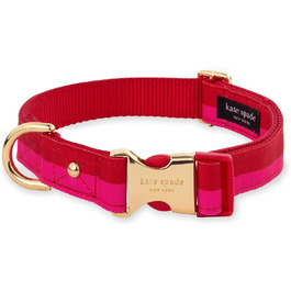Нашийник для собак Kate Spade New York, регульований, 39,4-61 см, з золотою металевою пряжкою, для середніх і великих порід, червоно-рожевий