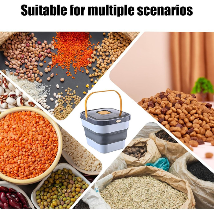 Контейнер для корму для тварин, 10 кг, складна, герметична, для котячого корму, коробка для собачого корму з кришкою для ласощів, гранул, складна кормушка, жовта