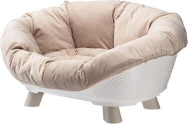 Підвищене ліжко для собак та котів Ferplast Throne, 64 x 48 x 29,5 см, біле, з подушкою, миється, антиковзаюче