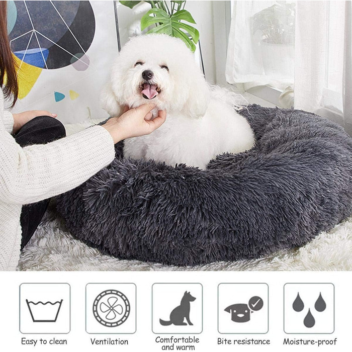 М'яке ліжко для собак, корзина-донечко, тепле та зручне ліжко-лежанка для великих собак XL (90 см)