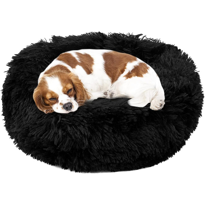 М'яке ліжко для собак та котів Donut 50см - чорне, для маленьких та середніх порід