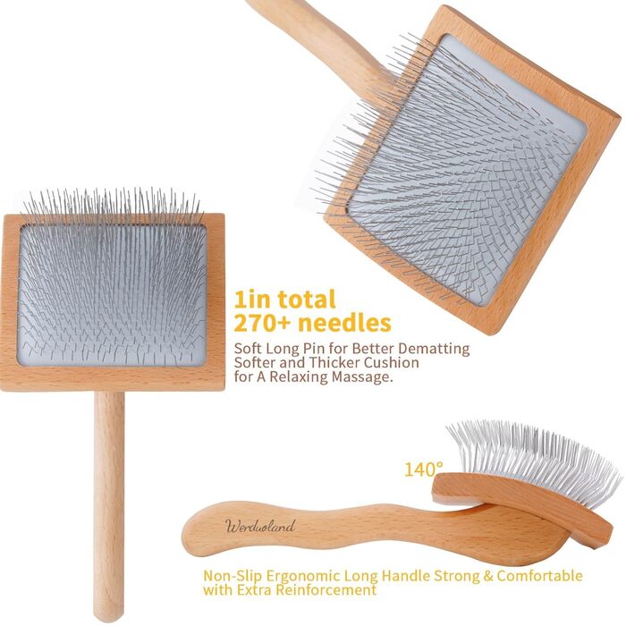 Буршлюк для собак з довгим хутром, щітка для догляду за шерстю, дерев'яна ручка, для доберманів, голдендудлів та інших порід