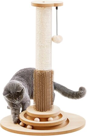 Made4Pets Когтеточка для котів з інтерактивними іграшками, обертовою платформою, треками з кульками та підвішеними м'ячами, ідеальна для домашніх котів