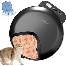 Автоматичний дозатор корму для котів та собак, 8oz*4 прийоми їжі, з таймером, з замком безпеки, з 2 охолоджувальними акумуляторами (Чорний)