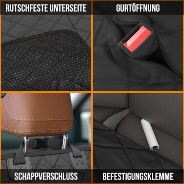 Накладки на сидіння автомобіля для собак Strex - чорний, 137 x 147 см - захисний чохол, підстилка для собак, з поводом та сумкою для зберігання