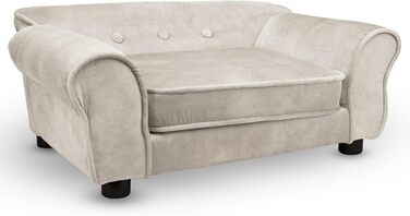 Дизайнерський диван для собак і котів Mg Design білий – м'яке ліжко з підлокітниками та спинкою, велюрове, декоративне, для дрібних і середніх собак, котів