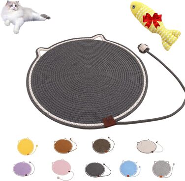 Килимок для дряпання котів Kratzwunder, з натурального бавовняного мотузка, сірий, 43x43 см