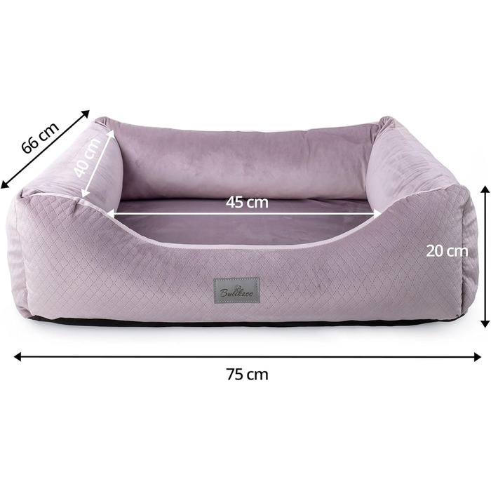 Ексклюзивне ліжко для собак | Лежанка для собак, корзинка для собак з подушкою | Собаче ліжко-софа для маленьких та середніх собак | Розмір: M - 75 x 66 x 20 см | Колір: (M: 75 x 66 см, Вельвет Рожевий)