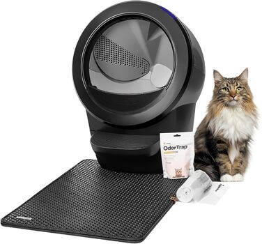 Автоматичний туалет для котів Litter-Robot 4 Whisker, чорний, з комплектом для початківців: туалет, огорожа, килимок, 2 OdorTrap, 25 пакетів для відходів