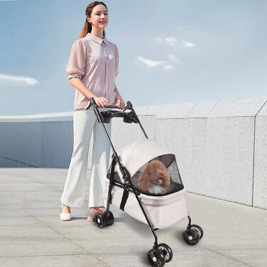 Візок для домашніх тварин Homewell: легкий, зручний, з безпечним ременем, для собак та котів до 20 кг (білий)