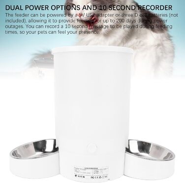 Автомат годування котів Ejoyous з 2 мисками, 3л, WiFi, програмування, запис голосу, керування через додаток