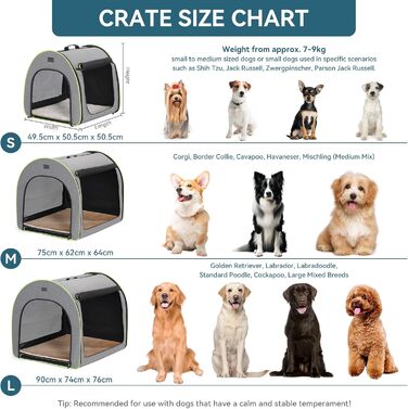 Складна переноска Petsfit для собак, котів і кроликів, розмір S, світло-сіра – з міцною блискавкою та плюшевою подушкою, зручна для дому та транспортування