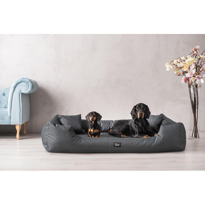 Ортопедичне ліжко для собак Puffi Orto, велике, середнє, маленьке - подушка для собак, килимок для собак з поліестеру - водовідштовхувальне, довговічне, зняття болю, стійке до зношування (XXL+|130x100см, Графіт)