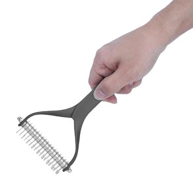 Інструмент для догляду за шерстю: двосторонній гребінець для підшерстка, щітка для цуценят та котів, гребінець з гострими зубцями для видалення ковтунів та відмерлого хутра (Чорний, L)