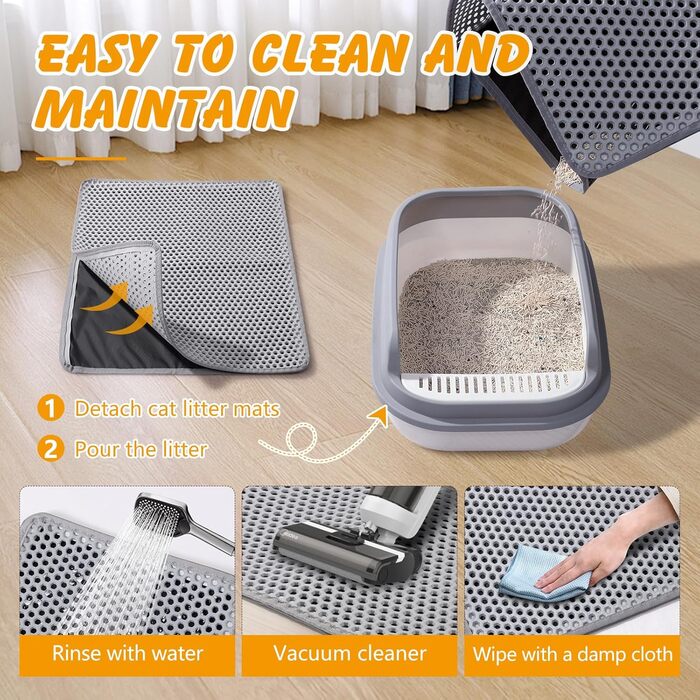 Килимок для котячого туалету Ondware, 117.8 x 66 см, двошаровий, водонепроникний (сірий)