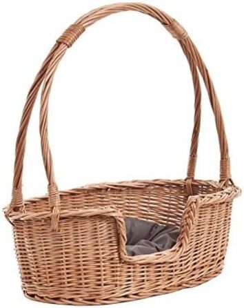 Корзина для тварин Weidentierkorb з прутької, переноска для кота з ручкою, лежанка для собаки з подушкою