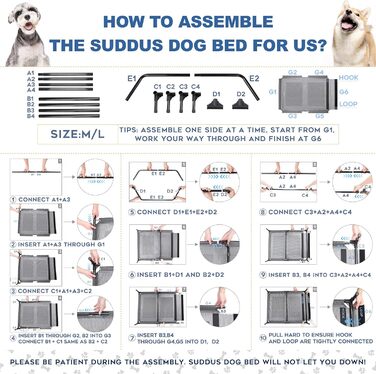 Підвищені лежанки для собак Suddus, червоні, розмір M (великі, червоні). Ідеальні для подорожей та відпочинку. Однотонні лежанки Getaway Solids