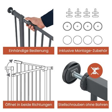 Захисне ворота для дітей Hauck Clear Step Autoclose 2, Темно-сірий - регульована ширина 75-80 см, висота 77 см, самозакривне, без свердління