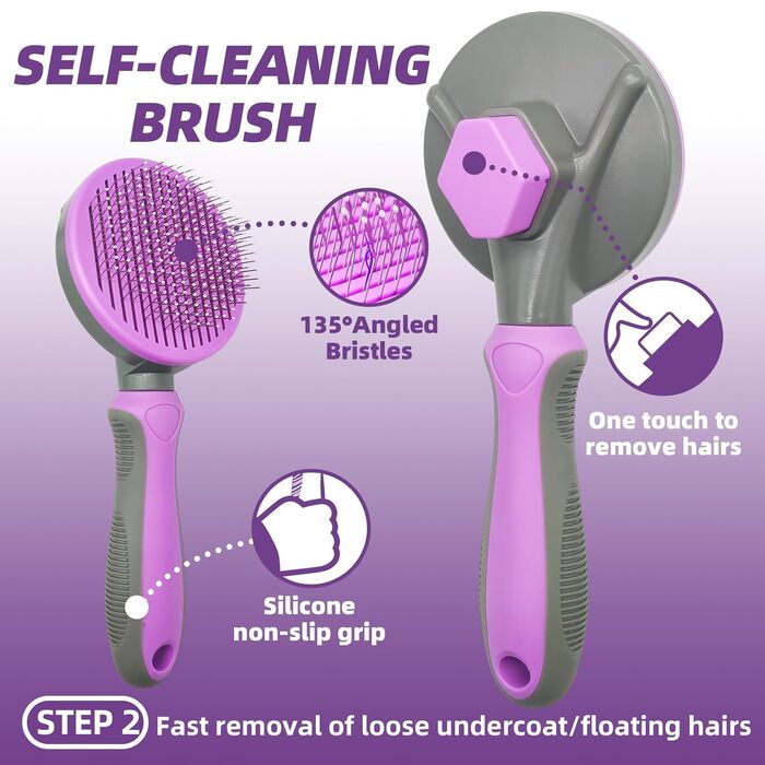 Набір щіток для догляду за шерстю, фіолетовий