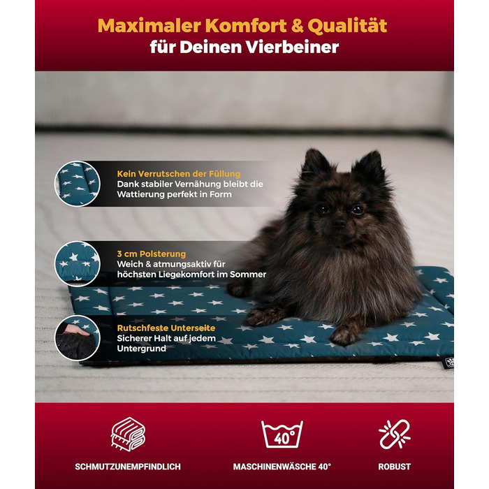 Літня собача ковдра Sterne Petrol з бавовни (55x75 см) – м'яка, з антиковзким шаром, для собак, легко миється, довговічна, Made in Germany