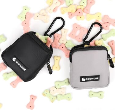 Сумка для ласощів для собак COOWONE з кликером для дресирування, водонепроникна, з тримачем для пакетів, чорна та сіра