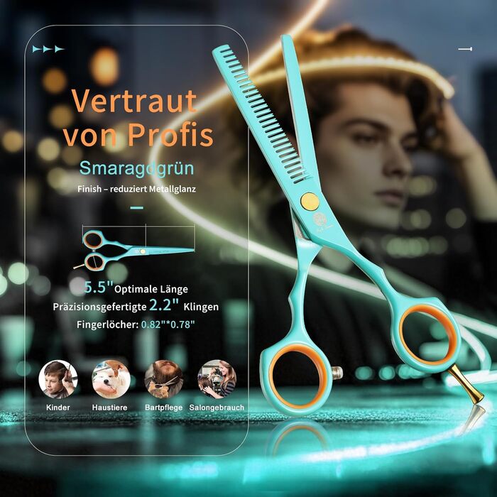 Професійні ножиці для волосся Purple Dragon 5.5 дюймів: набір для перукарів, барберів та початківців (зелені)