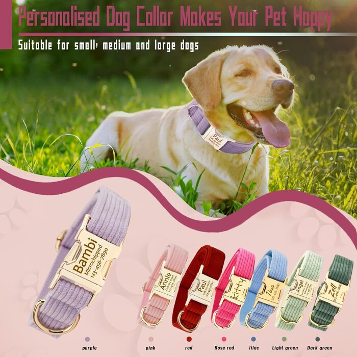 Персоналізоване собаче нашийник з металевою застібкою, нашийник з іменем та номером телефону, регульовані розміри для великих та середніх собак