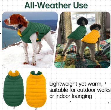 Водонепроникний та вітронепроникний теплий зимовий жилет для собак Lelepet, XS, зелений