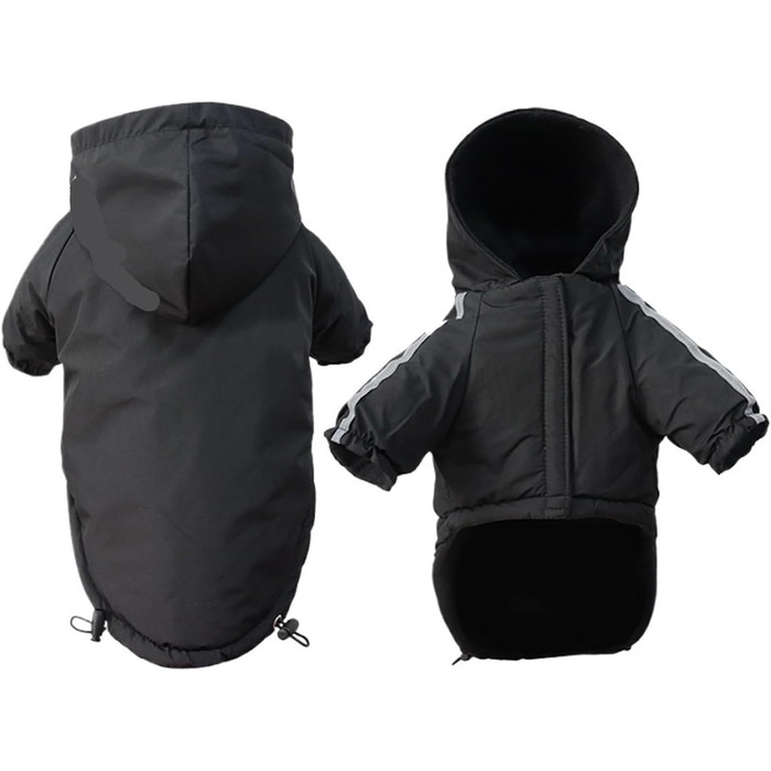 Водонепроникний зимовий теплий верхній одяг для собак з капюшоном, для Французького бульдога, Чихуахуа (Чорний, XXL) Чорний XXL