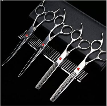 Набір ножиць для грумінгу собак та котів: прямі, зігнуті, з нержавіючої сталі