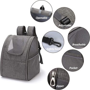 Рюкзак-переноска для кота/собаки PETCUTE: зручна та легка переноска для маленьких тварин. Зелений колір. Знімний килимок з флісу для прогулянок на природі.