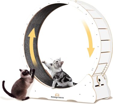 Катання для котів Homegroove, 113 см - біле, XL. Бігове колесо для котів знімним килимком для схуднення та здоров'я