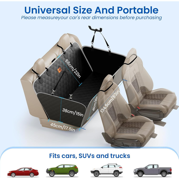 Захист для автосидіння PeCute: водонепроникний, з екошкіри, для собак, чорного кольору