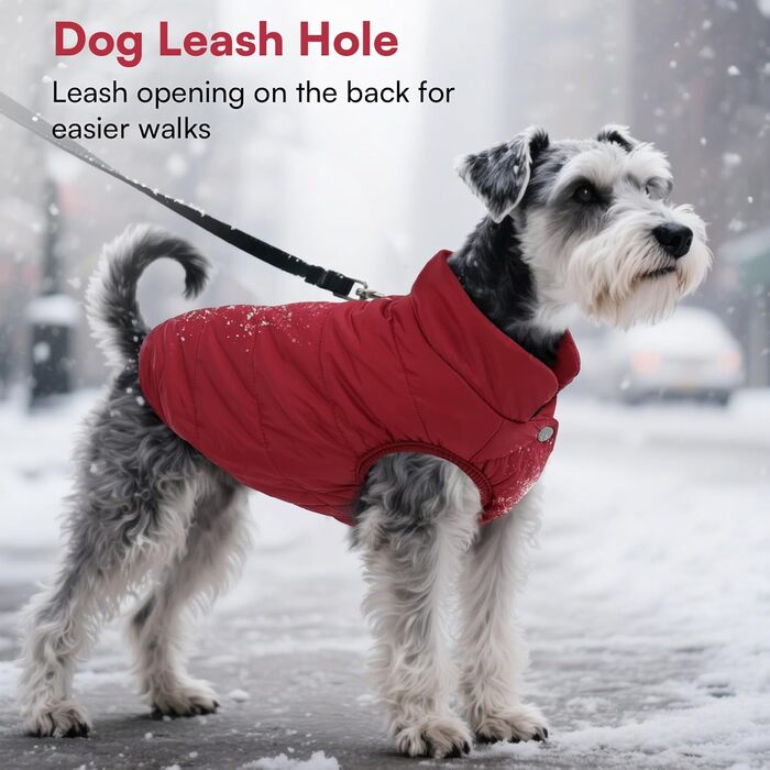 ASENKU Зимовий теплий водонепроникний зимовий одяг для собак великих порід. Тепла флісова куртка для собак з шлейкою. Вітронепроникний зимовий одяг для собак, червоний, розмір L