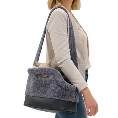 Транспортна сумка для котів - водонепроникна м'яка переноска | З фіксатором ремінця безпеки | Для кошенят та середніх порід | Сірий колір