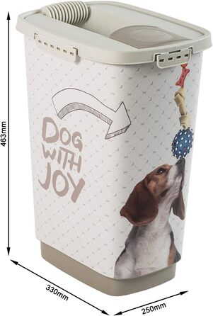 Контейнер для корму Rotho MyPet Cody 25 л з кришкою і дозатором, пластик BPA-free, антрацит/білий, для собак