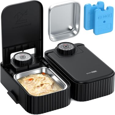 Автоматичний дозатор корму для котів та собак: 700 мл, з таймером на 48 годин, з мисою, нержавіюча сталь