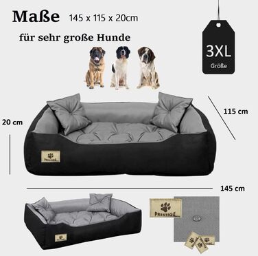Ортопедичне собаче ліжко середнього розміру, водонепроникне, з силіконовою начинкою (сірий, 3XL 145 x 115 см)