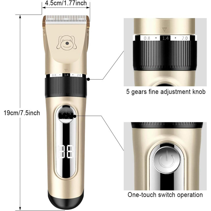 Машинка для стрижки тварин ELEOPTION: тиха, бездротова, акумуляторна для собак та котів