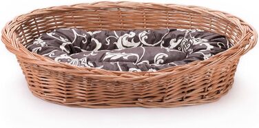 Вільхове ліжко для собак та котів - зручне та стильне, 58x42x15 см, коричневе з мереживом