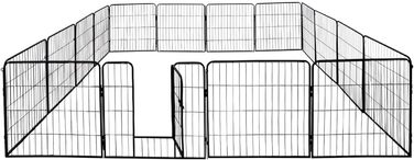 Вольєр для цуценят Petigi XL, 16 деталей, розмір елемента: 60x80 см, сталь з порошковим покриттям, вольєр для цуценят, клітка для собак, кроликів, морських свинок, котів, легкий у догляді