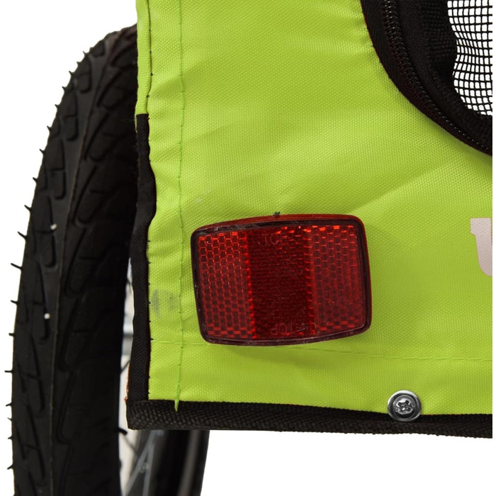 Фаркоп-причіп для собак Gecheer, причіп для собак, транспортер для собак, з відбивачами та прапором, зручний дизайн, зелено-чорний оксфордський матеріал та метал, 54.5 x 120 x 53 см, зелений