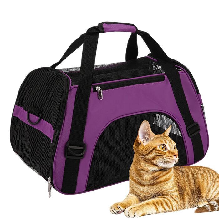 Сумка-переноска для тварин, портативна, для цуценят, дихаюча, неслизька, для подорожей, прогулянок та хандерінгу на природі, фіолетова