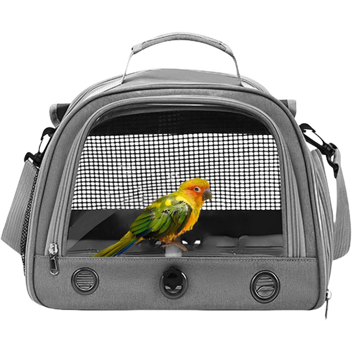 Транспортна сумка для папуг, переноска для птахів, сіра