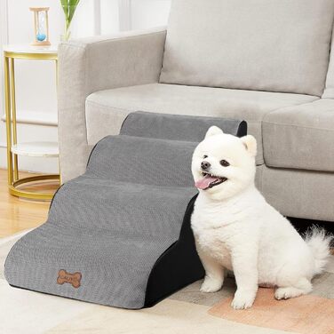 Сходинки для собак Caliyo: 2 сходинки, для маленьких собак та котів, 26 см, знімний чохол та протиковзка підставка, для ліжка, дивану та авто (55×40×26cm), сірі