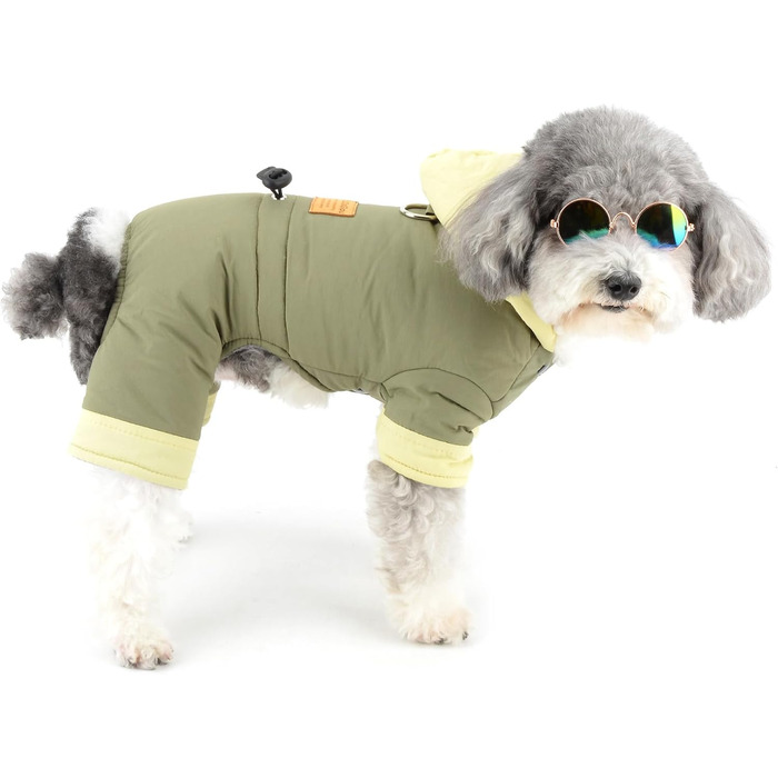 Флісова куртка для собак Ranphy з капюшоном, для маленьких собак, цуценят, з кільцем D, регульованим шнурком, утеплена, тепла, на осінь/зиму, для Чихуахуа, Йоркширського тер'єра, кота, сіра, L